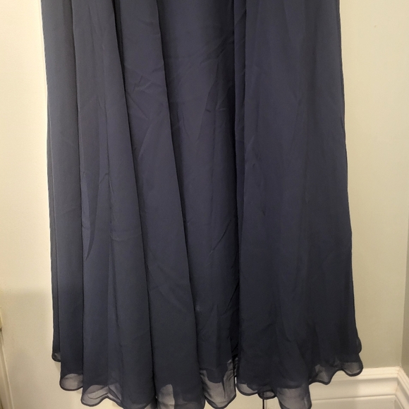 Anthropologie BHLDN /Jenny Yoo Ryan Illusion V Neck Maxi Dress Size 8 Navy Blue - Picture 6 of 14